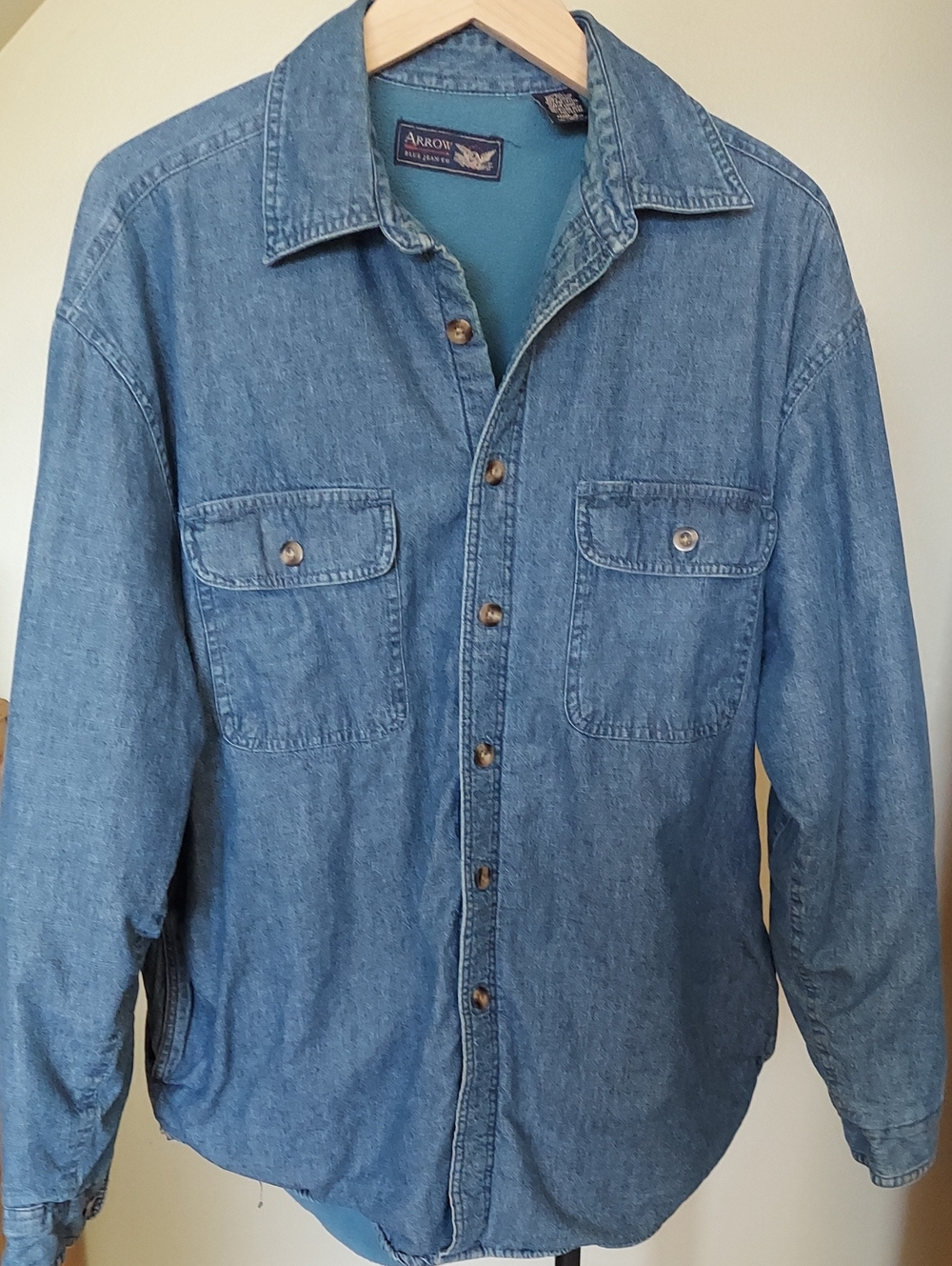 Arrow Men’s Denim Shirt Jacket Shacket Sz M  100% Cotton Lined Vintage